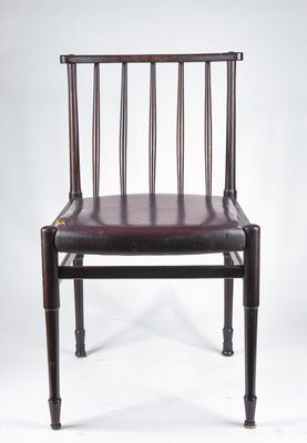 Vintage Chair in Dark Stained Wood and Leather, 1960s-RAQ-948190