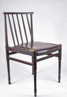 Vintage Chair in Dark Stained Wood and Leather, 1960s-RAQ-948190