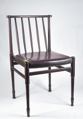 Vintage Chair in Dark Stained Wood and Leather, 1960s-RAQ-948190