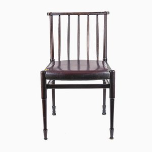 Vintage Chair in Dark Stained Wood and Leather, 1960s-RAQ-948190