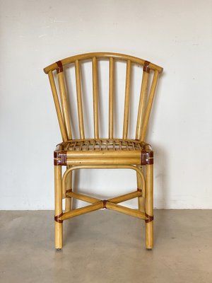 Vintage Chairs in Bamboo and Leather, 1970s, Set of 2-NPC-1341671