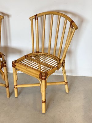 Vintage Chairs in Bamboo and Leather, 1970s, Set of 2-NPC-1341671