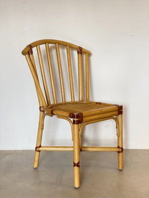 Vintage Chairs in Bamboo and Leather, 1970s, Set of 2-NPC-1341671