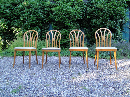 Vintage Chairs in Beech from a Cafe, 1950s, Set of 4