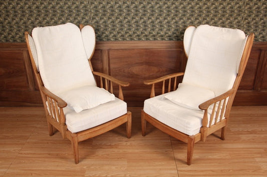 Vintage Chairs in Faded Oak, 1950s, Set of 2