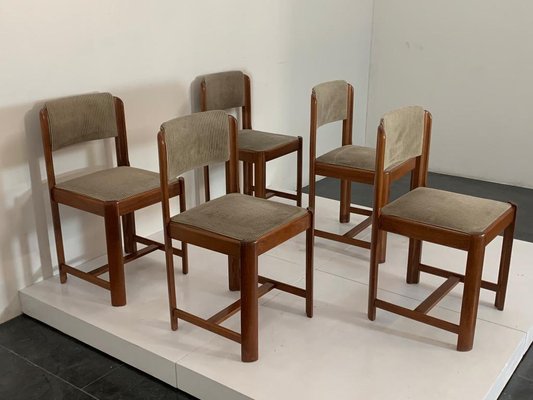 Vintage Chairs in Walnut and Beech, 1970s, Set of 5-IJR-1452973