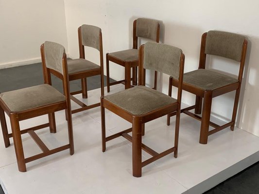 Vintage Chairs in Walnut and Beech, 1970s, Set of 5-IJR-1452973