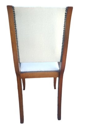 Vintage Chairs in Walnut and Off-White Leather, 1940s, Set of 4-BTG-2021631