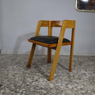 Vintage Chairs in Wood and Leather by Tito Agnoli, 1970, Set of 6-SBG-2041699