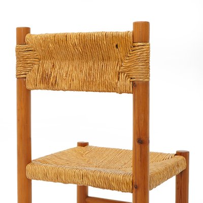 Vintage Chairs in Wood and Straw, 1960s, Set of 4-EZ-2027101