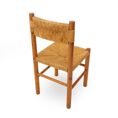 Vintage Chairs in Wood and Straw, 1960s, Set of 4-EZ-2027101