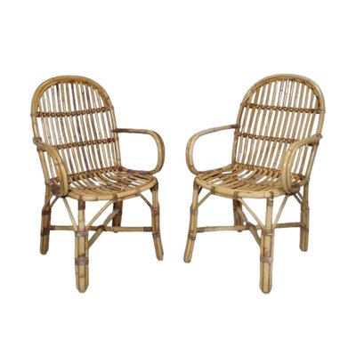 Vintage Chairs with Bamboo and Ratan Plates, Set of 5-TCS-1720702