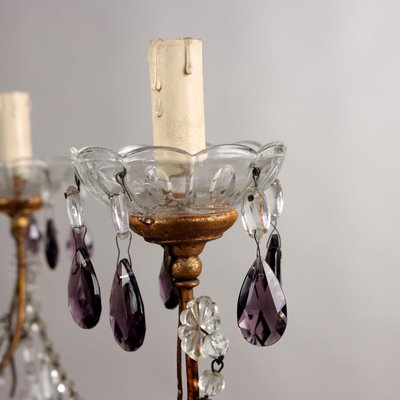 Vintage Chandelier in Gilded Wood and Glass-VMM-2032542