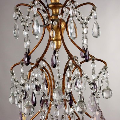 Vintage Chandelier in Gilded Wood and Glass-VMM-2032542