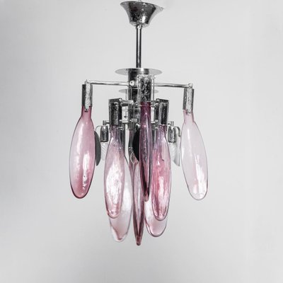 Vintage Chandelier with 6 Lights in Glass from Mazzega, 1970s-ZLY-1010133