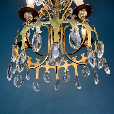 Vintage Chandelier with Crystal Drops, Italy, 1960s-WQC-1059221