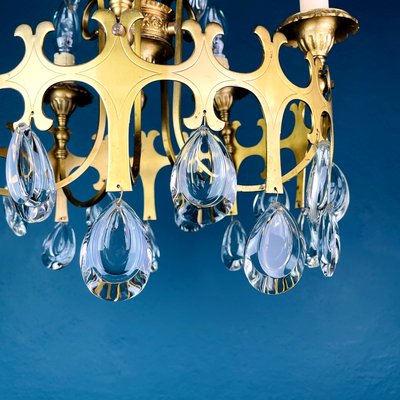 Vintage Chandelier with Crystal Drops, Italy, 1960s-WQC-1059221