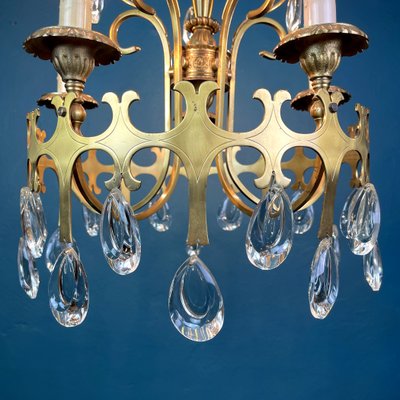 Vintage Chandelier with Crystal Drops, Italy, 1960s-WQC-1059221