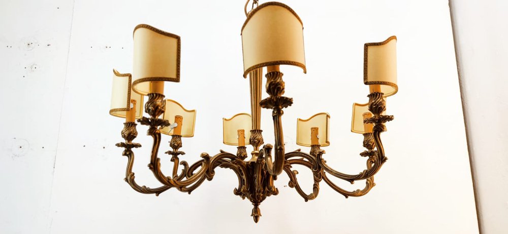 Vintage Chandelier with Parchment Fans-QLH-1780541