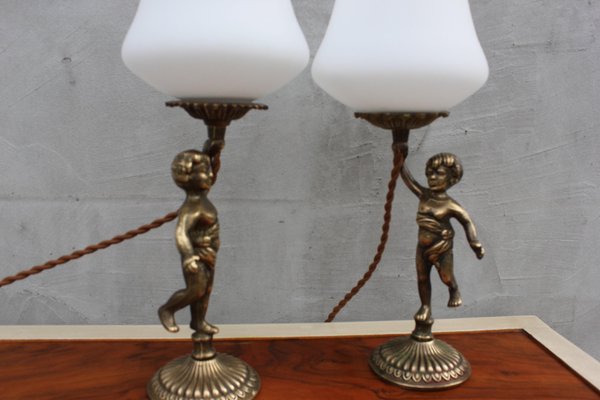 Vintage Cherub Bedside Lamps in Brass-UWJ-1177968