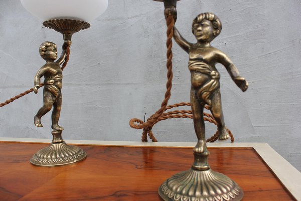 Vintage Cherub Bedside Lamps in Brass-UWJ-1177968