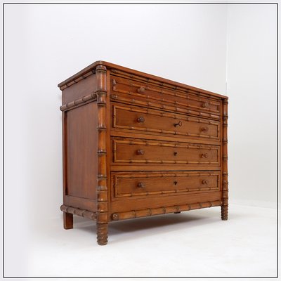 Vintage Chest of Drawers in Faux Bamboo and Dark Pine-NYF-2018995