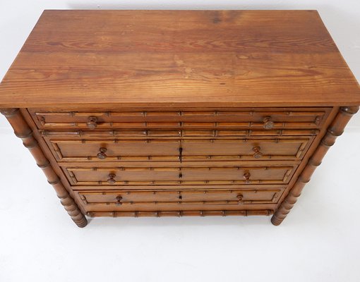 Vintage Chest of Drawers in Faux Bamboo and Dark Pine-NYF-2018995