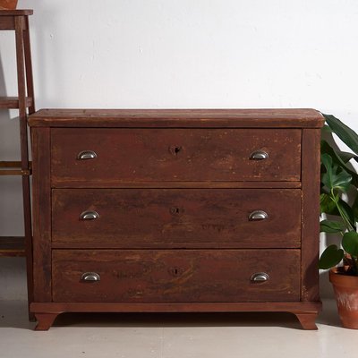 Vintage Chest of Drawers in Maroon Red, 1920-ZNJ-2035294