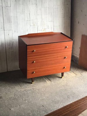 Vintage Chest of Drawers with Black Trim and Gold Knobs-OXJ-896956