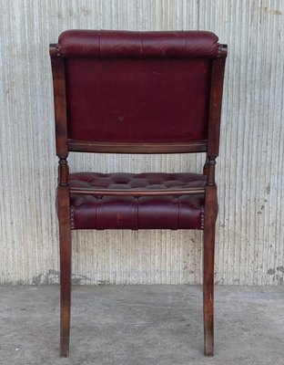 Vintage Chesterfield Hardwood Red Leather Dining Chairs, Set of 10-PSK-1002520