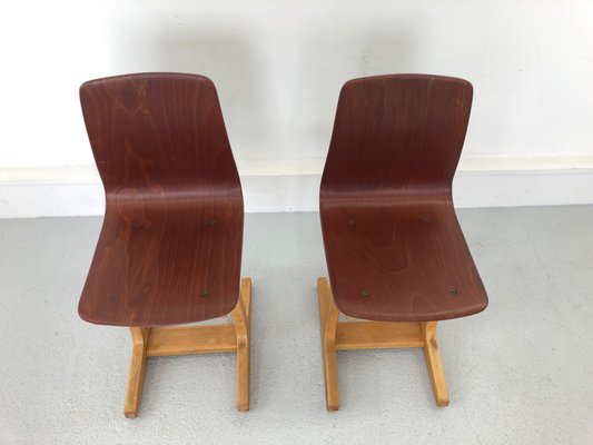 Vintage Children's Chairs in Plywood, 1960s, Set of 2-JWH-1344332