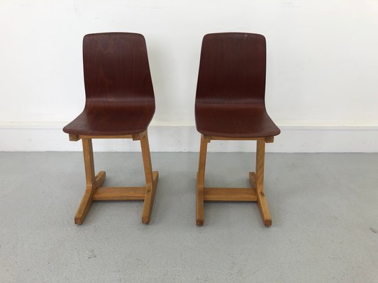 Vintage Children's Chairs in Plywood, 1960s, Set of 2-JWH-1344332