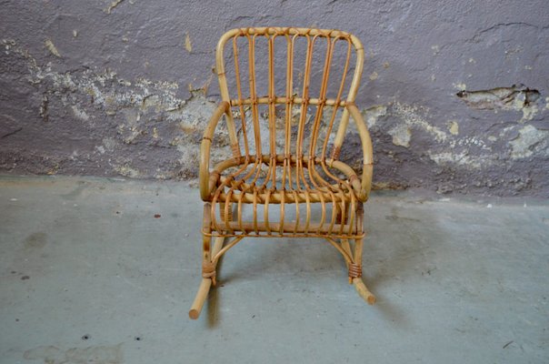 Vintage Children's Rocking Chair in Rattan-AIU-1395892