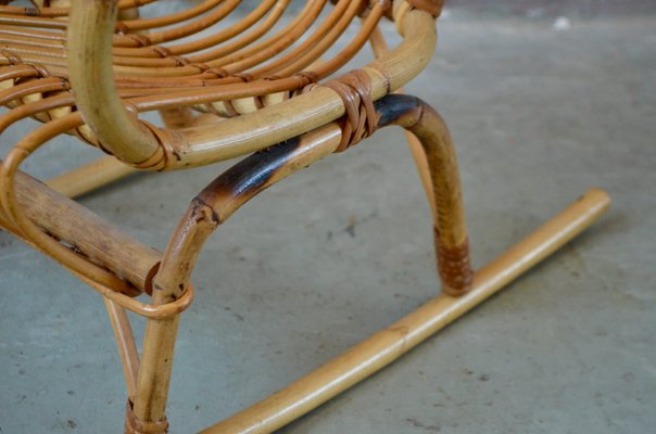 Vintage Children's Rocking Chair in Rattan-AIU-1395892