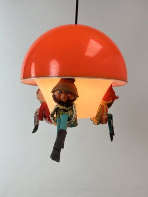 Vintage Children's Room Hanging Lamp with Dwarfs, 1970s-WZZ-1385504