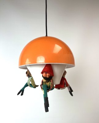 Vintage Children's Room Hanging Lamp with Dwarfs, 1970s-WZZ-1385504