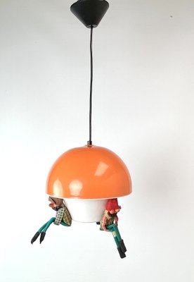 Vintage Children's Room Hanging Lamp with Dwarfs, 1970s-WZZ-1385504