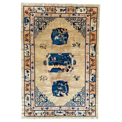 Vintage Chinese Art Deco Design Peking Rug-YMM-1061669