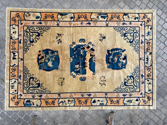 Vintage Chinese Art Deco Design Peking Rug-YMM-1061669