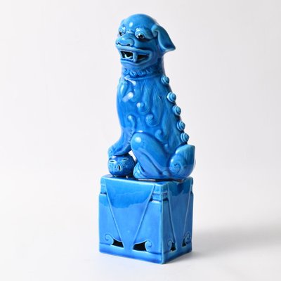 Vintage Chinese Blue Glazed Foo Dog Figurine, 1970s-IXK-1413906