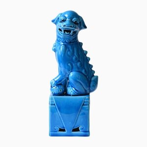 Vintage Chinese Blue Glazed Foo Dog Figurine, 1970s-IXK-1413906