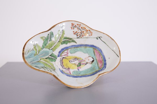 Vintage Chinese Tray in Hand-Painted Ceramic, Set of 2-RCE-1254401