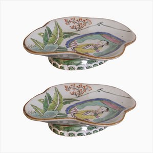 Vintage Chinese Tray in Hand-Painted Ceramic, Set of 2-RCE-1254401