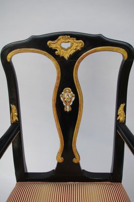 Vintage Chippendale Style Carved and Lacquered Wood Lounge Chairs, Set of 2-CEJ-488233