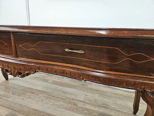 Vintage Chippendale Style Dressing Table in Walnut with Brass Handles, 1930s-ZUW-2022702