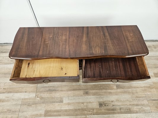 Vintage Chippendale Style Dressing Table in Walnut with Brass Handles, 1930s-ZUW-2022702