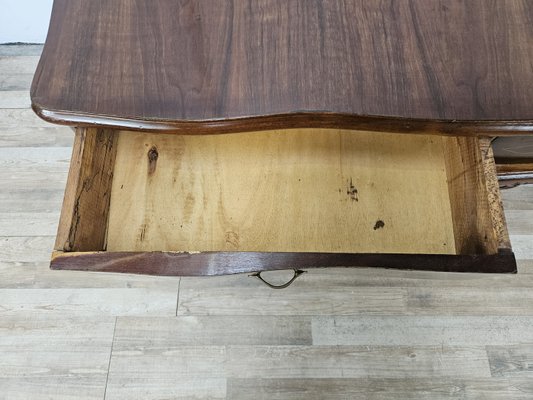 Vintage Chippendale Style Dressing Table in Walnut with Brass Handles, 1930s-ZUW-2022702