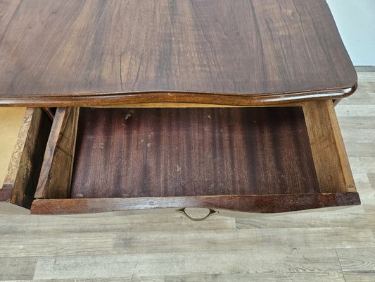 Vintage Chippendale Style Dressing Table in Walnut with Brass Handles, 1930s-ZUW-2022702