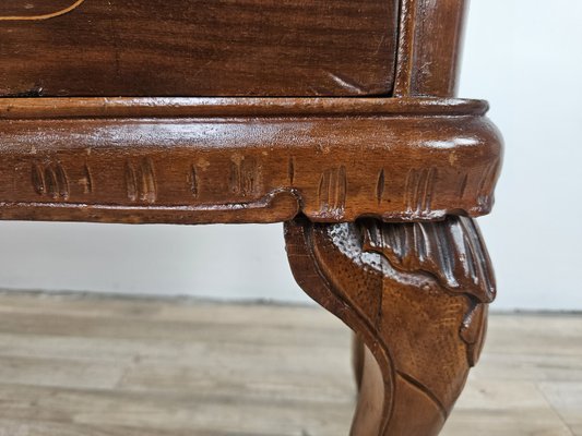 Vintage Chippendale Style Dressing Table in Walnut with Brass Handles, 1930s-ZUW-2022702