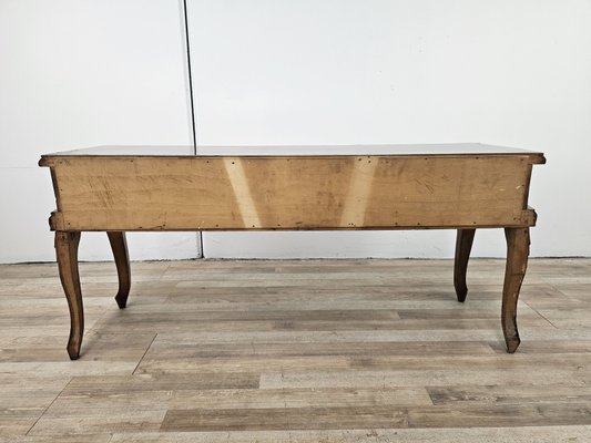 Vintage Chippendale Style Dressing Table in Walnut with Brass Handles, 1930s-ZUW-2022702